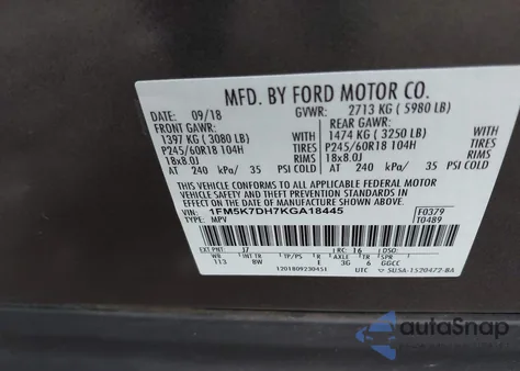 2019 Ford Explorer Xlt from USA, damaged, VIN 1FM5K7DH7KGA18445